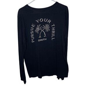 Smith Black Long-Sleeve Shirt Pursue Your Thrill Graphic Cotton Casual Top Sz M
